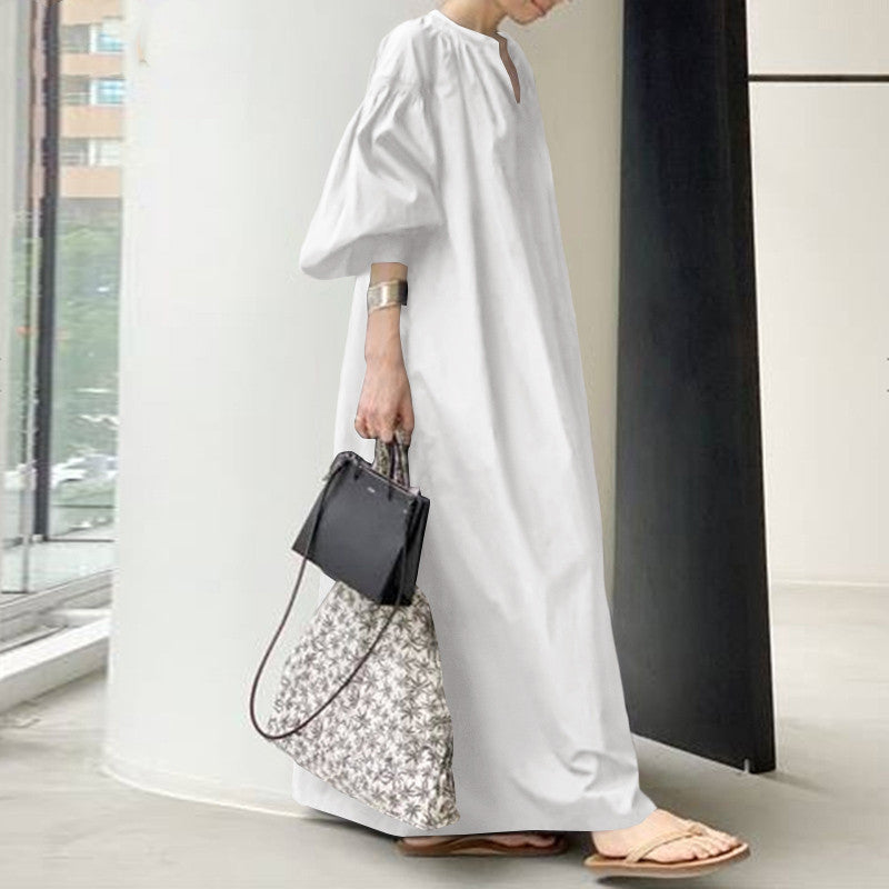 Caterina Brambury | Linen-Look Balloon Sleeve Kaftan Dress For Women