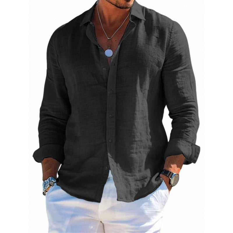 Bruno Harthurst | Grey Relaxed Linen-Look Shirt For Men