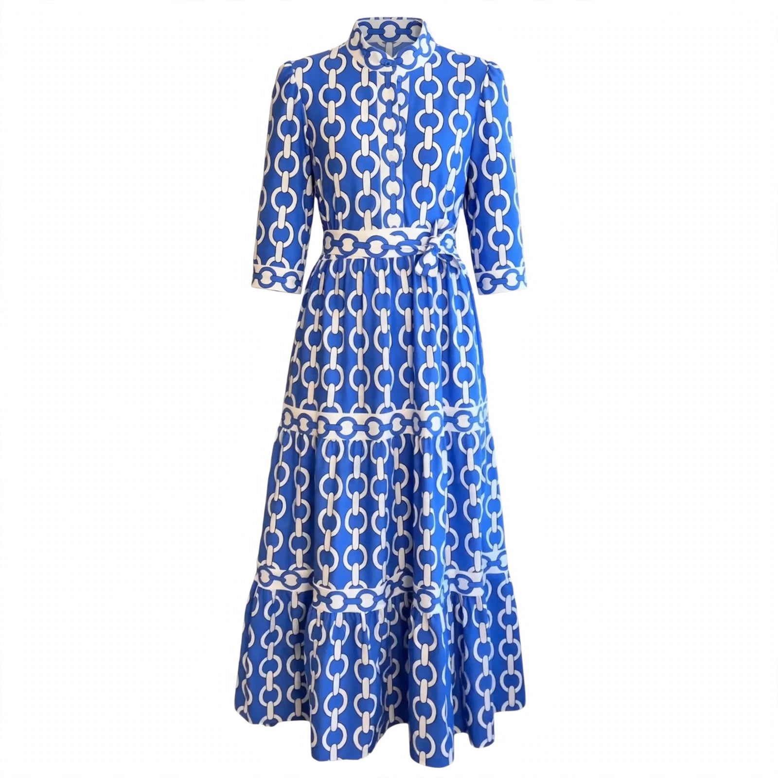 Beatrix Sterling | Chain Print Tiered Midi Dress For Women
