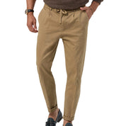 Gianni Brookmore | Sage Linen-Look Drawstring Trousers For Men