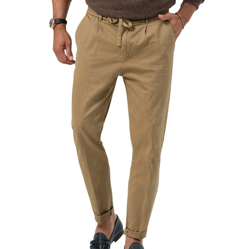 Gianni Brookmore | Sage Linen-Look Drawstring Trousers For Men