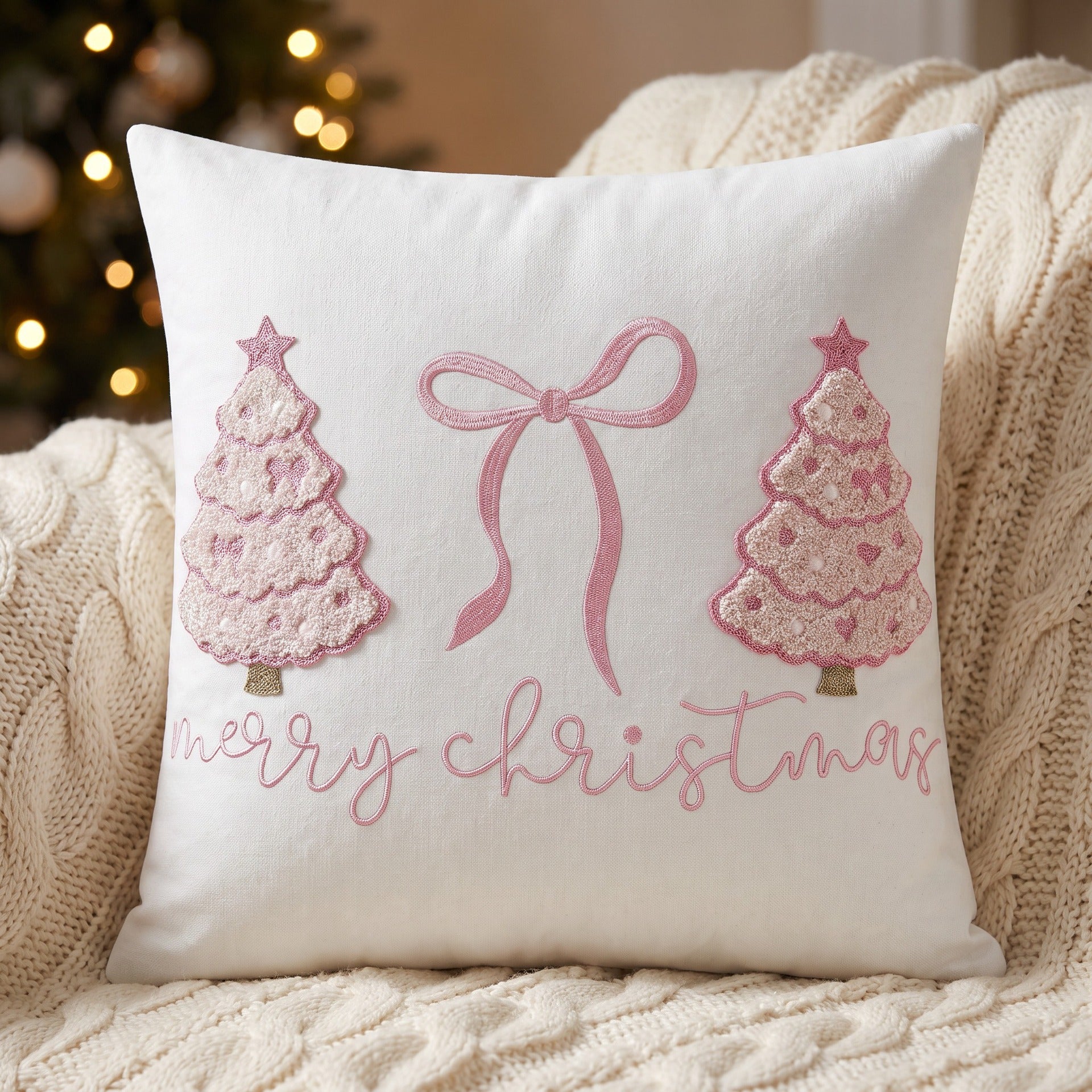 Fireside Noel | Embroidered Christmas Cushion Cover