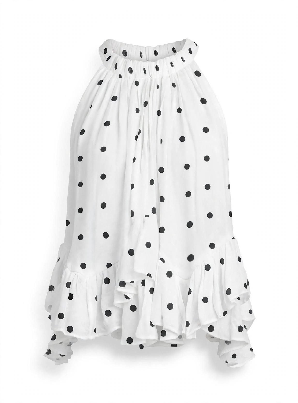 Rosalind Fenwick | Ruffled Tie-Neck Blouse With Polka Dot Print For Women