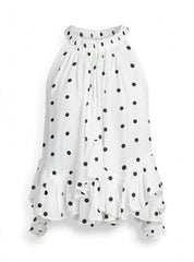 Rosalind Fenwick | Ruffled Tie-Neck Blouse With Polka Dot Print For Women