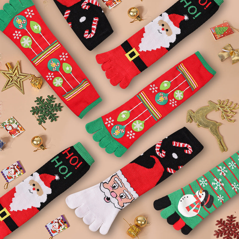 Jingle Bell | Red Santa Print Christmas Socks For Women