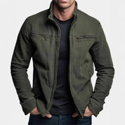 Aldo Cranworth | Olive Zip-Up Workwear Jacket For Men