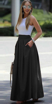 Camille Rossi | Elegant Pleated Maxi Skirt For Women