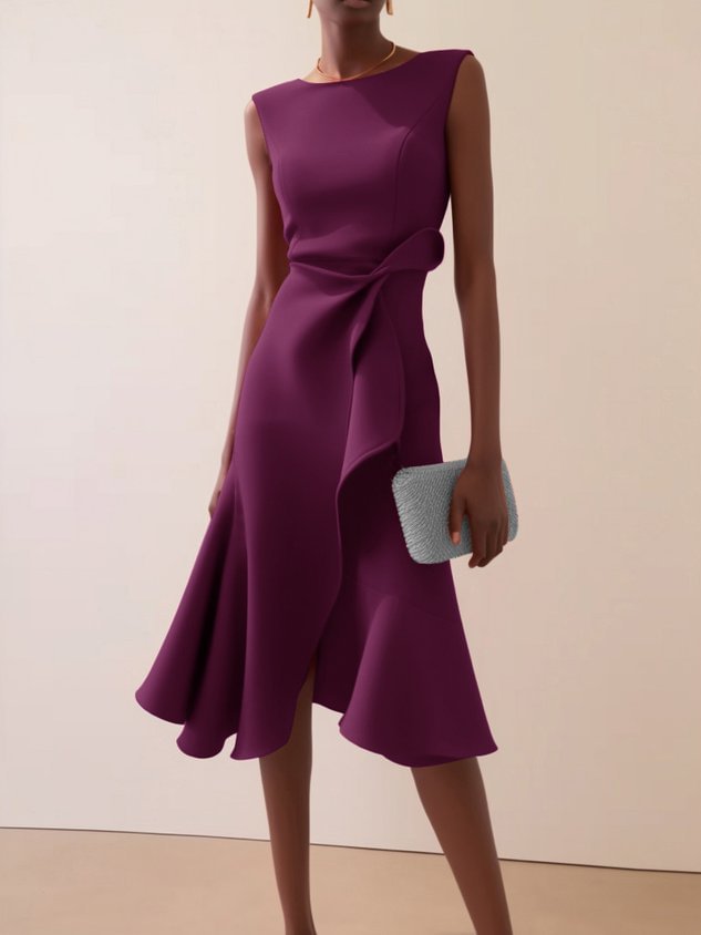 Piera Normore | Asymmetric Ruffle Midi Dress For Women