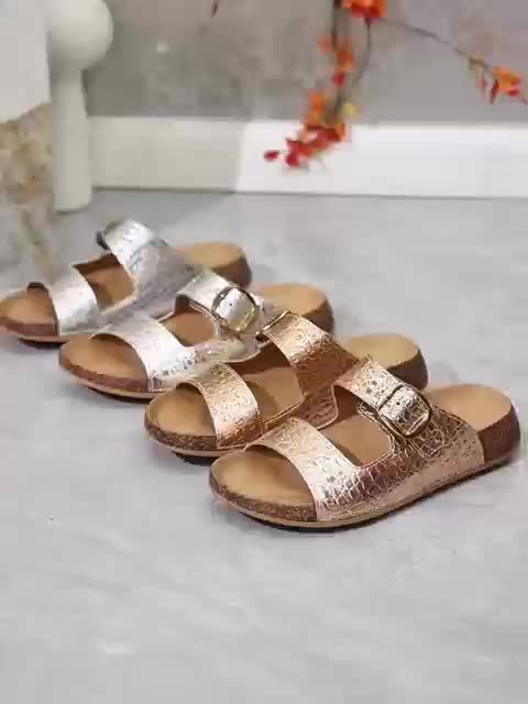 Miranda Ashfield | Croc-Embossed Buckle Sandals For Women