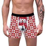 North Star | Red Snowman Print Christmas Boxer Shorts For Men