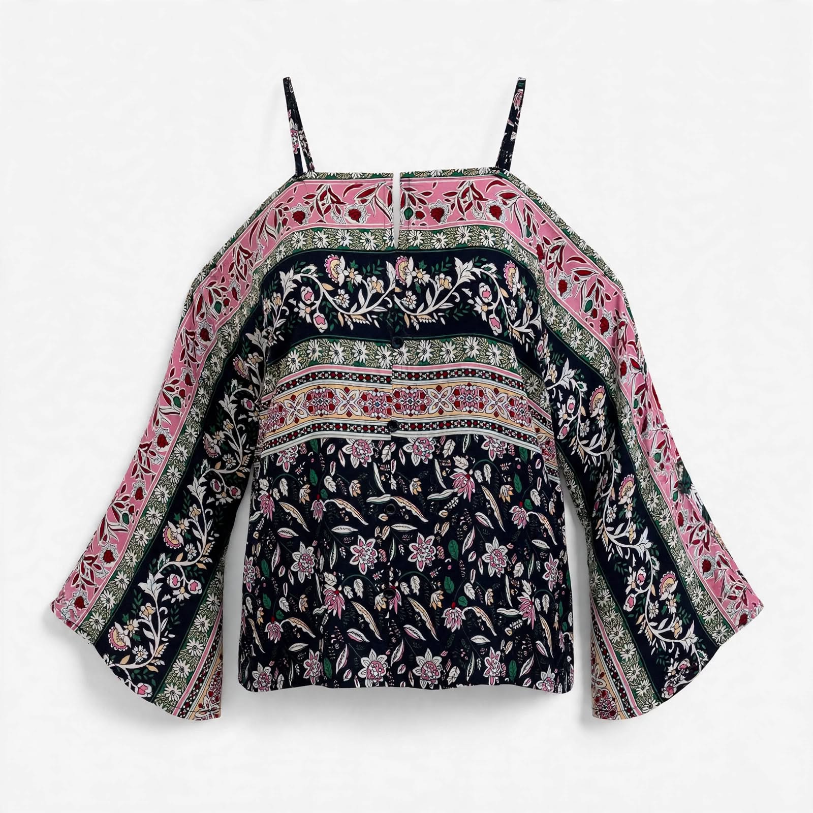 NO CJ | Georgia Fitzpatrick | Bohemian Cold-Shoulder Blouse With Bell Sleeves For Women
