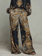 Margot Ashwood | Retro Baroque Print Wide-Leg Set For Women