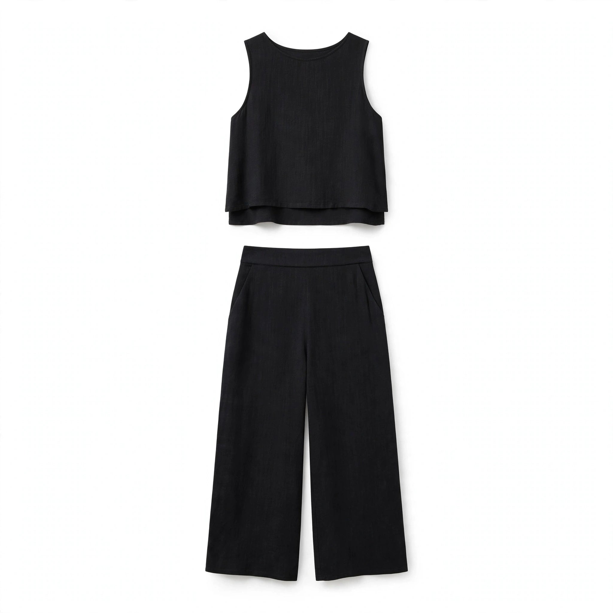 Annabelle Coulson | Wide-Leg Two Piece Set With Cropped Top For Women