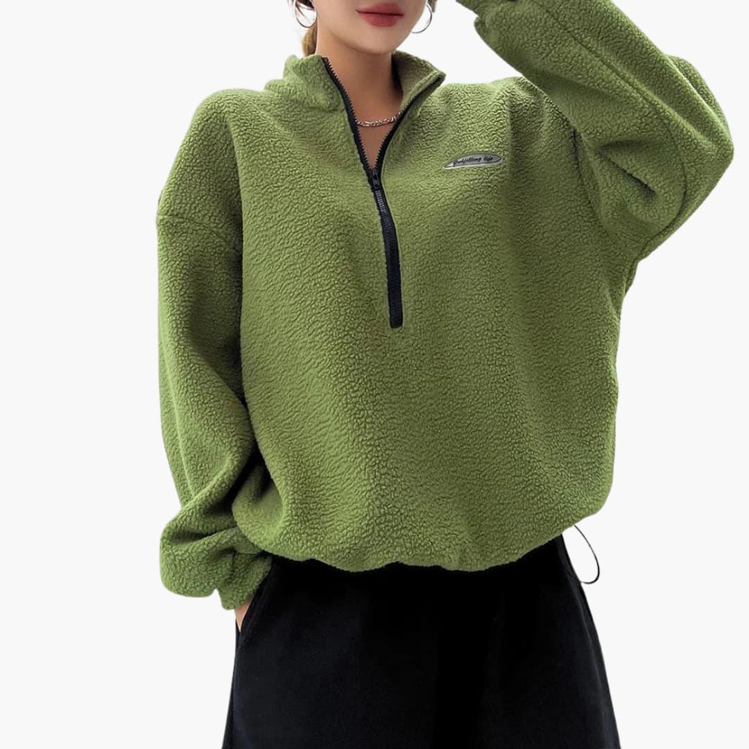 Elena Rousseau | Luxury Fleece Half-Zip Sweatshirt For Women