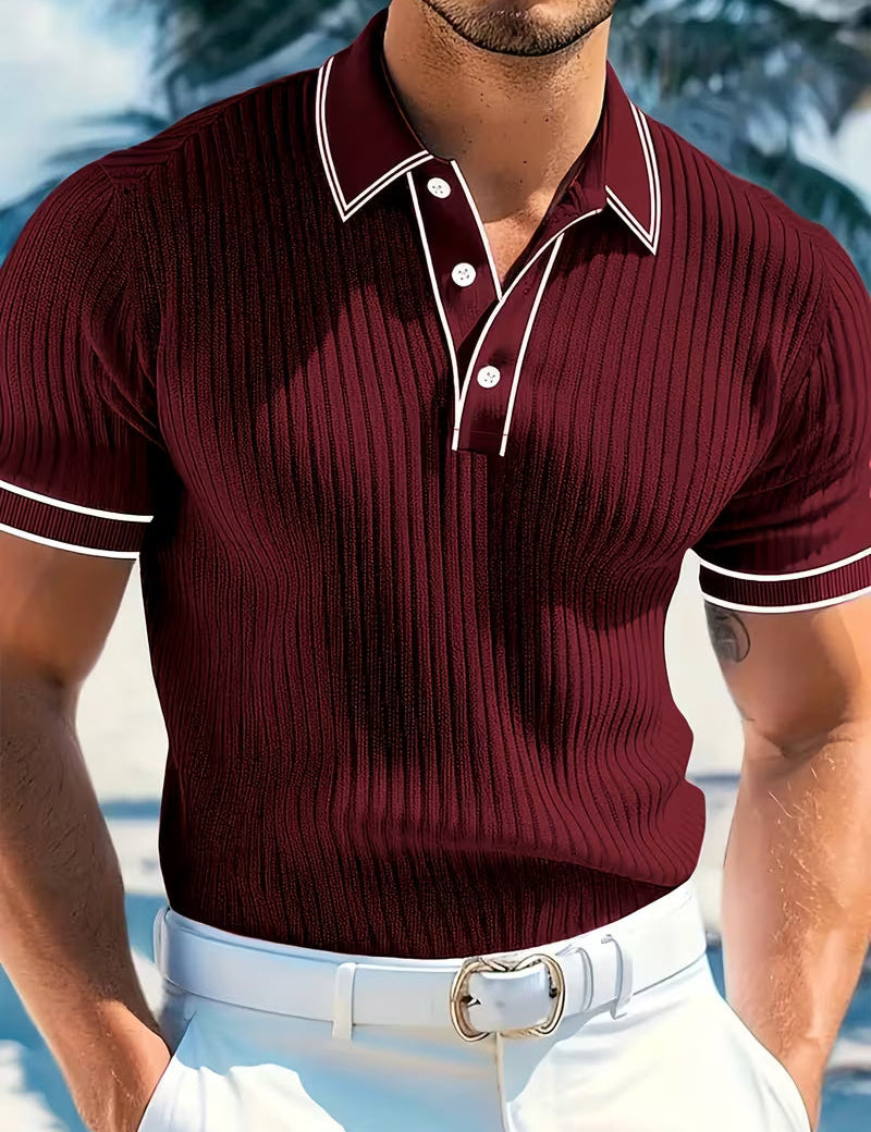 Hugo Prescott | Color-Blocked Short Sleeve Polo Shirt For Men