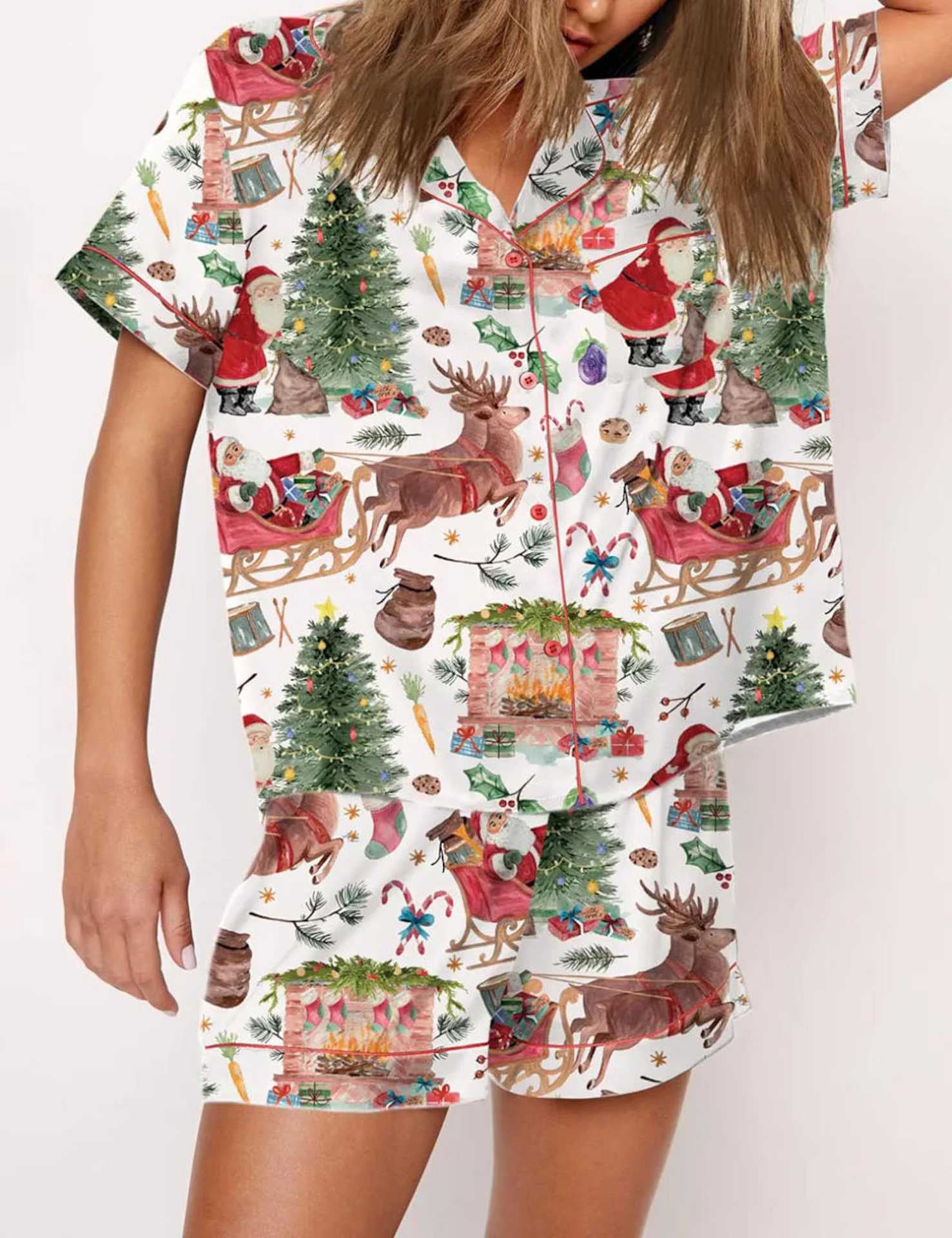 Tinsel Town | Black Candy Cane Print Christmas Pyjamas For Women