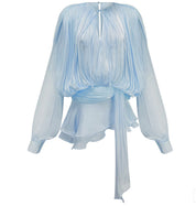 Lauren Murphy | Puff Sleeve Waist-Tie Mini Dress For Women