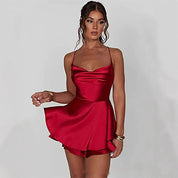Olivia Martin | Satin Cowl Neck Mini Dress For Women
