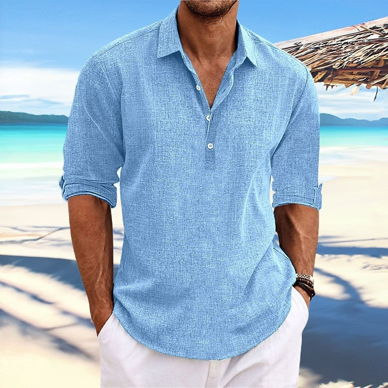 Giacomo Braybridge | Long Sleeve Half-Button Polo For Men