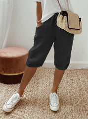 Ottavia Merimbula | Stone Cropped Linen-Look Pants For Women