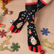 Jingle Bell | Red Santa Print Christmas Socks For Women