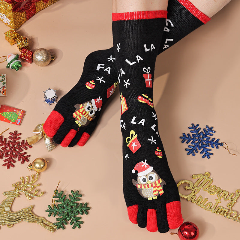 Jingle Bell | Red Santa Print Christmas Socks For Women