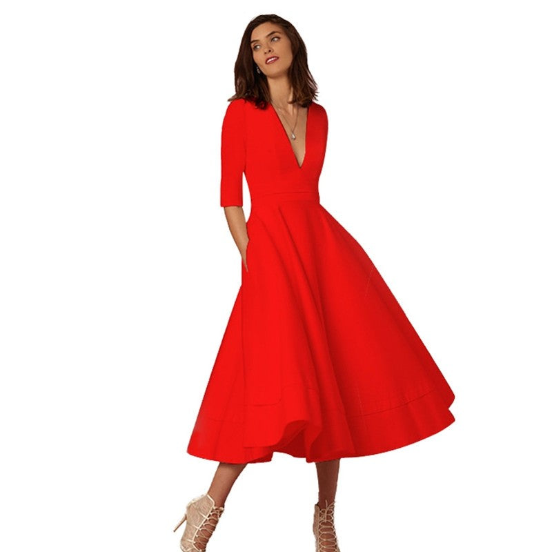 Jessamy Penshaw | Ivory V Neck Swing Midi Dress For Women