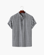 Lorenzo De Luca | Coastal Stripe Mandarin Shirt with Lightweight Comfort For Men