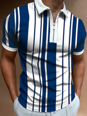 Ronan Ashfield | Checkerboard Print Zip Polo Shirt For Men