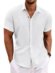 Cesare Crandale | Short Sleeve Linen-Look Summer Shirt For Men