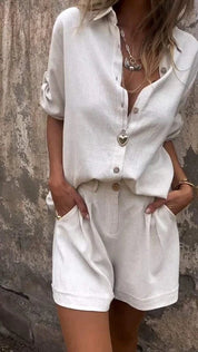 Brooke Henley | Linen Shorts & Shirt Set For Women