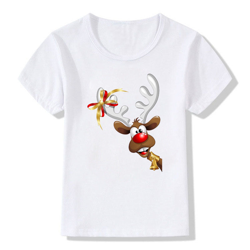 Merry Ember | White Santa Reindeer Christmas T-Shirt Unisex