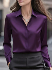 Monica Barstone | Satin Long Sleeve Blouse For Women