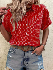 Nina Hawthorne | Polka Dot Button Blouse For Women