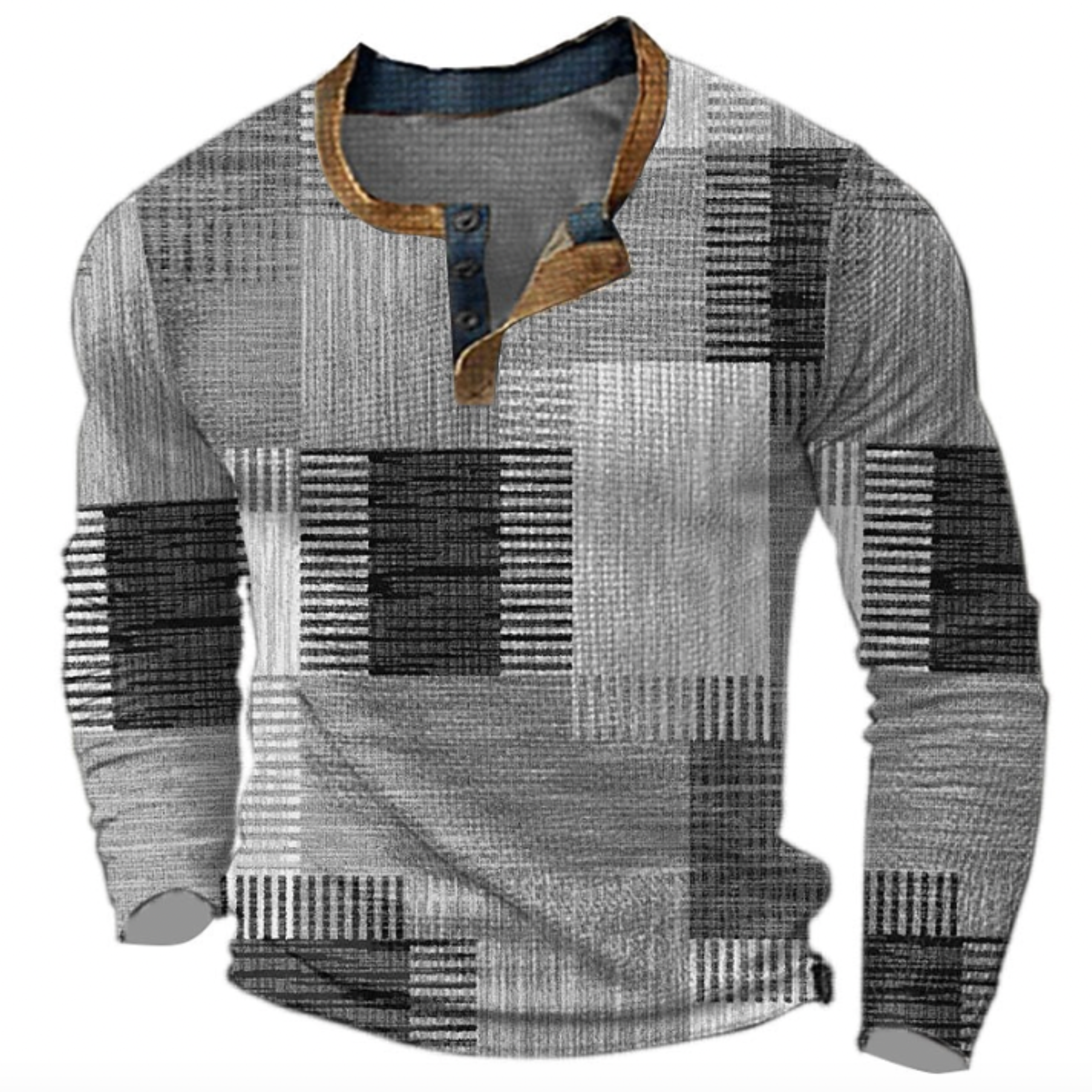 Ethan Morrison | Geometric Waffle Henley Sweater For Men