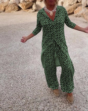 Rosalba Morholt | Printed Tunic & Wide-Leg Trousers Set For Women