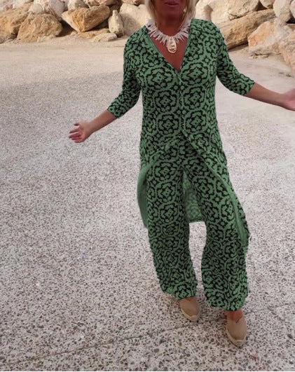 Rosalba Morholt | Printed Tunic & Wide-Leg Trousers Set For Women