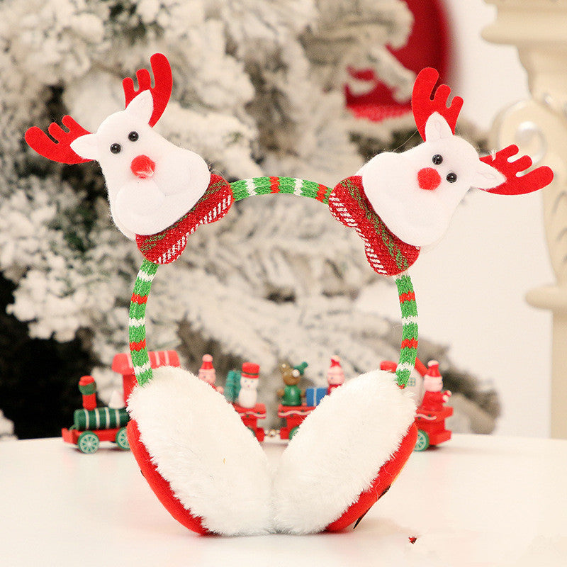 Snowy Cheer | Red Santa Hat Earmuff Christmas Headband For Women
