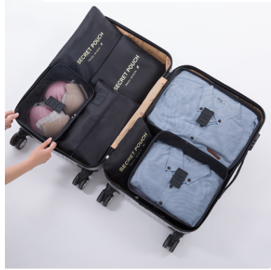6-Piece Waterproof Packing Cubes Set - Black