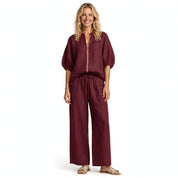 Hannah Castellan | Linen-Blend Shirt and Wide-Leg Pants Co-Ord Set For Women