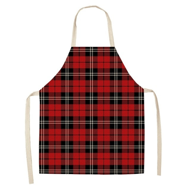 Chestnut | Red Tartan Script Print Christmas Apron Unisex