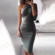 Gabriella Uffdale | One-Shoulder Ruched Bodycon Midi Dress For Women