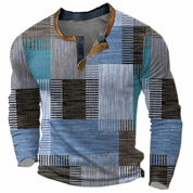 Ethan Morrison | Geometric Waffle Henley Sweater For Men