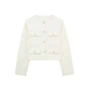 Sienna Lawson | Cropped Gold Button Jacket For Women