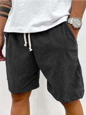 Dario Ballina | Grey Corduroy Drawstring Shorts For Men