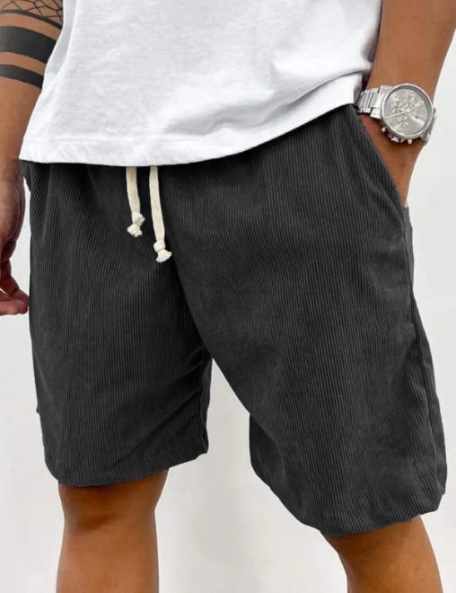 Dario Ballina | Grey Corduroy Drawstring Shorts For Men