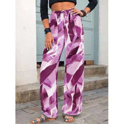 Courtney Blake | Leaf Print Wide Leg Beach Trousers For Women