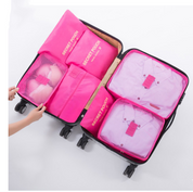 6-Piece Waterproof Packing Cubes Set - Rose Red