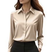 Monica Barstone | Satin Long Sleeve Blouse For Women