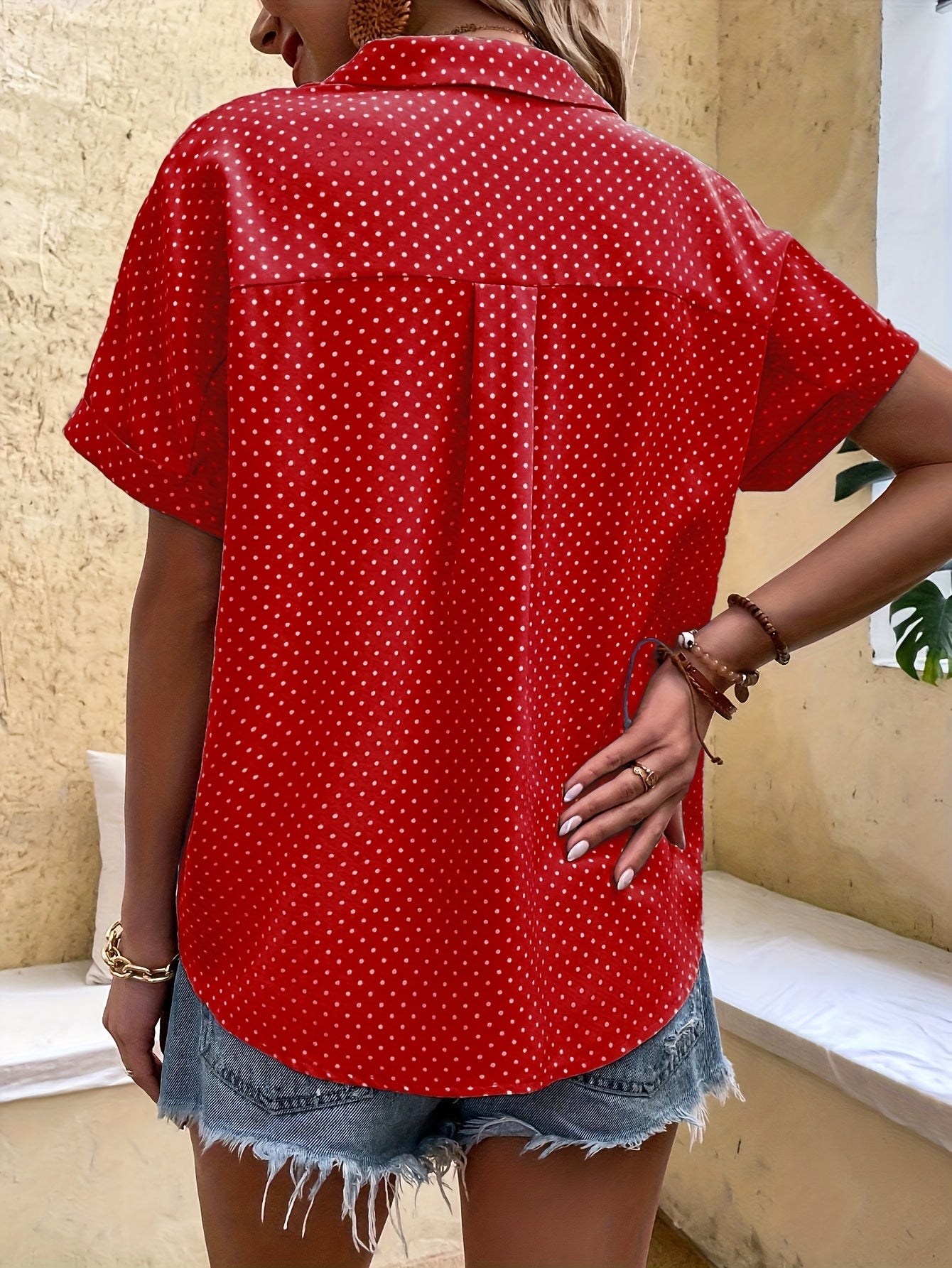 Nina Hawthorne | Polka Dot Button Blouse For Women